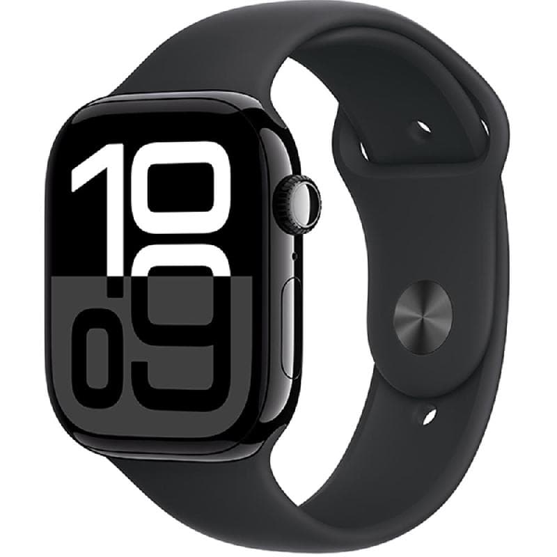 Apple Watch Series 10 GPS 42mm Jet Black Aluminium Case with Black Sport Band - M/L