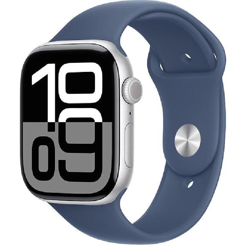 Apple Watch Series 10 GPS 46mm Silver Aluminium Case with Denim Sport Band - M/L