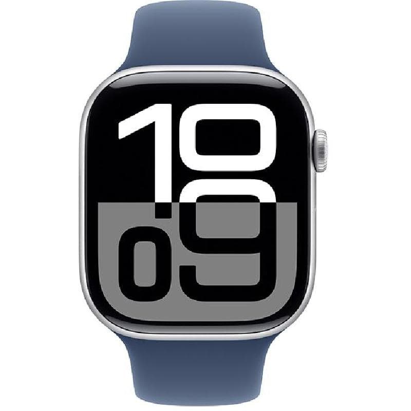 Apple Watch Series 10 GPS 46mm Silver Aluminium Case with Denim Sport Band - M/L