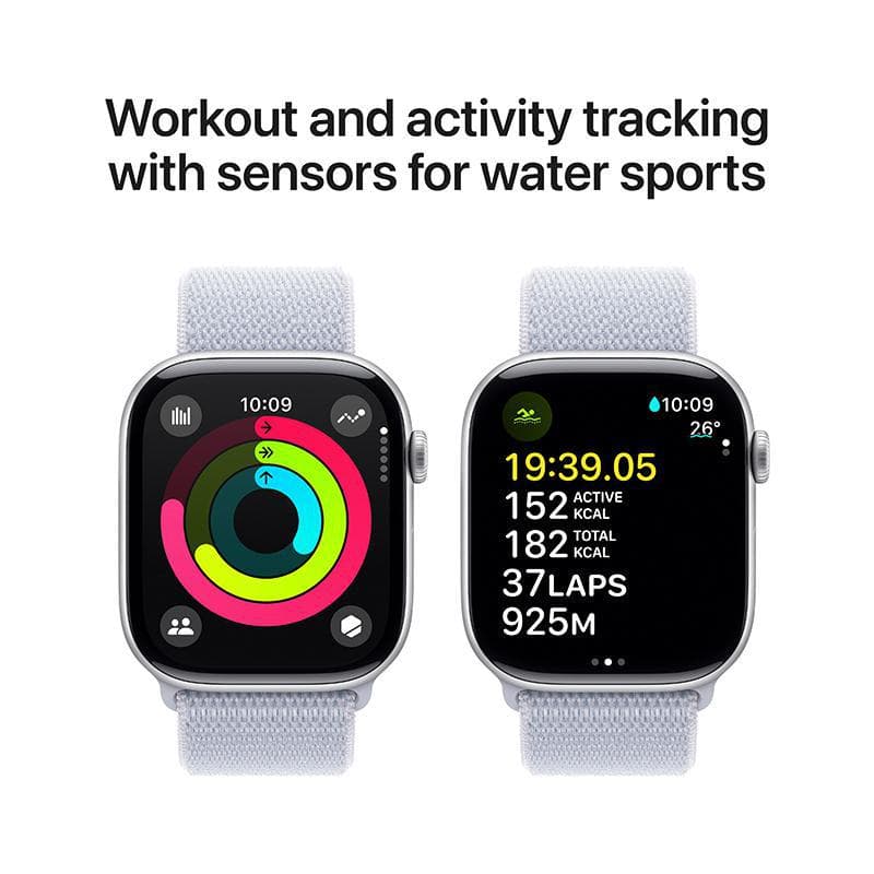 Apple Watch Series 10 GPS 46mm Silver Aluminium Case with Blue Cloud Sport Loop