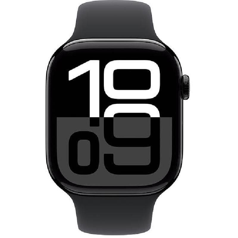 Apple Watch Series 10 GPS 46mm Jet Black Aluminium Case with Black Sport Band - S/M